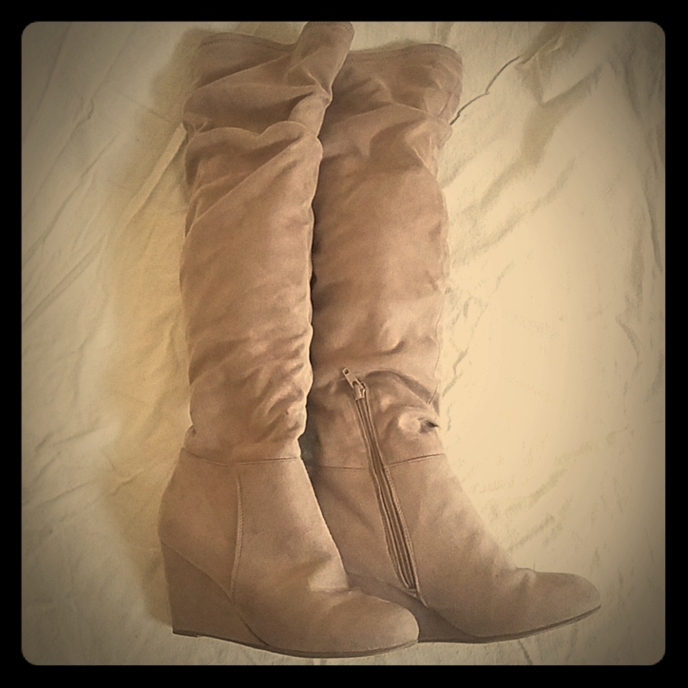 Tan Suede Tall Boots